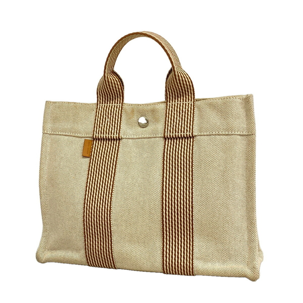 Hermes New Fourre-Tout PM Canvas Tote Bag, Beige, Women's, P3607880